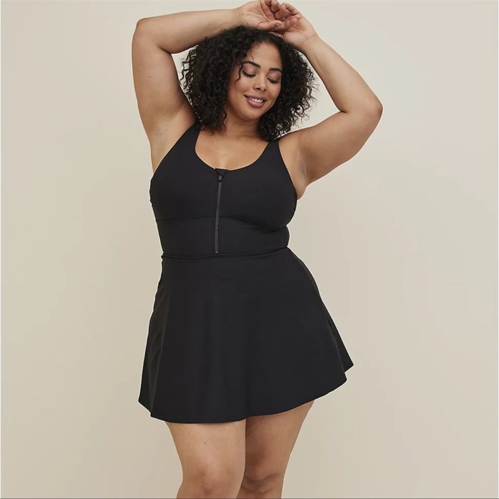 NWT Torrid Black Zip Swim Dress